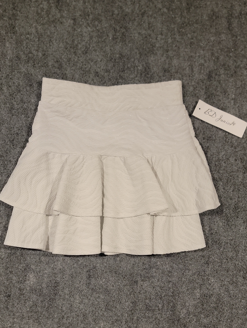White Tiered Ruffle Mini Skirt By BD Junior. Size 2 NWT